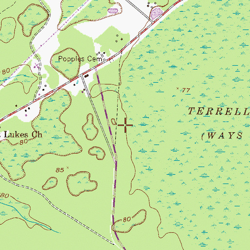 Topographic Map of Taylors Creek Elementary School, GA