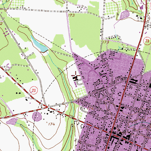 Topographic Map of Glennville Elementary School, GA