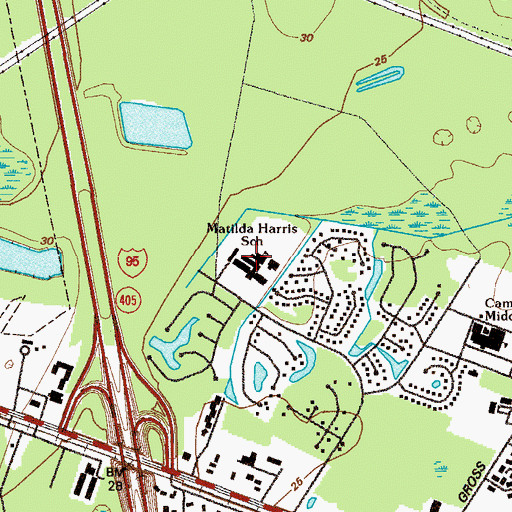 Topographic Map of Matilda Harris Elementary School, GA