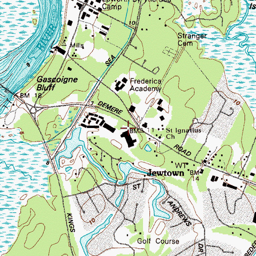 Topographic Map of Bridgehaven Day School, GA