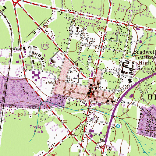Topographic Map of First Presbyterian Church School, GA