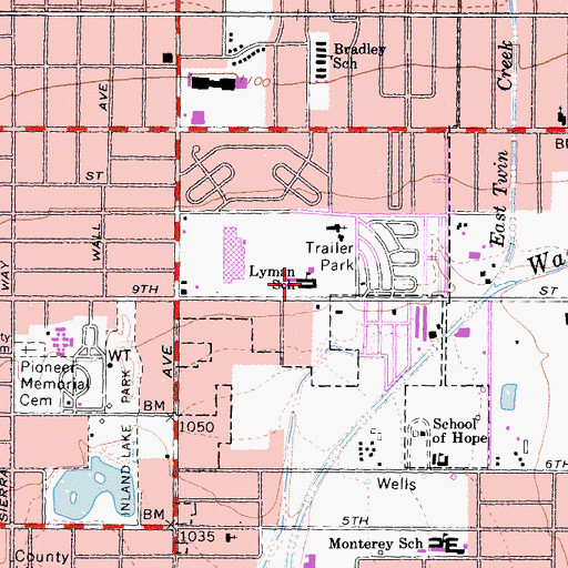 Topographic Map of Sierra High School, CA