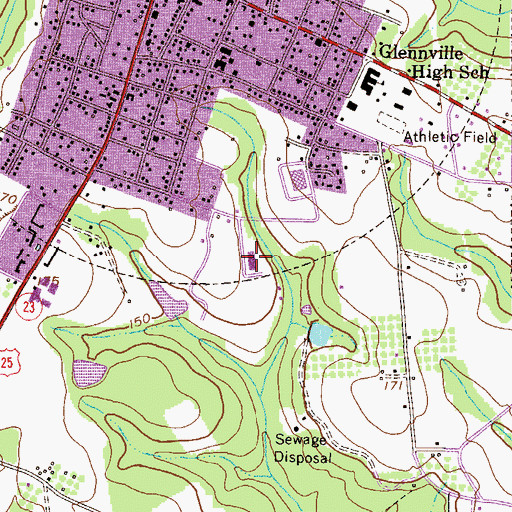 Topographic Map of Glennville Christian Academy, GA