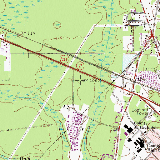 Topographic Map of Altamaha Technical College, GA