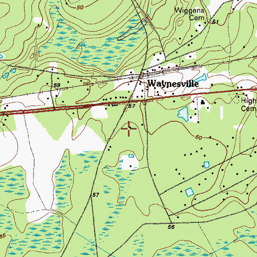 Topographic Map of Waynesville Elementary School, GA