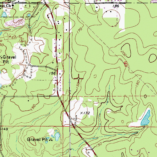 Topographic Map of Jena Band of Choctaw Reservation, LA
