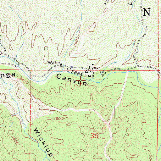 Topographic Map of Lynx Gulch, CA