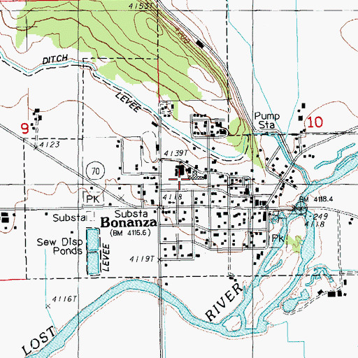 Topographic Map of Bonanza Elementary School, OR