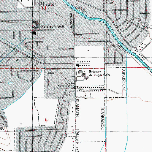 Topographic Map of Brixner Junior High School, OR