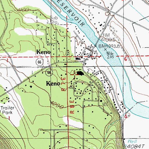 Topographic Map of Keno Elementary School, OR