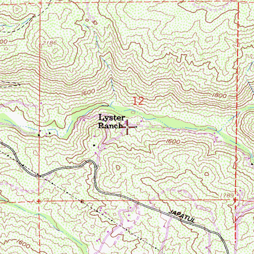 Topographic Map of Lyster Ranch, CA