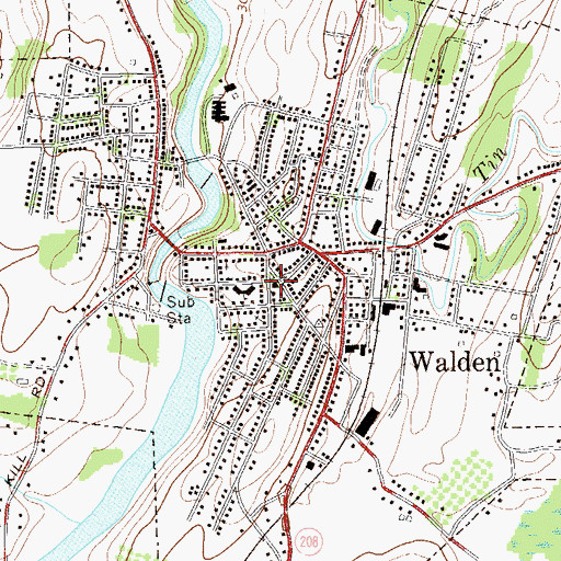 Topographic Map of Walden Village Hall, NY