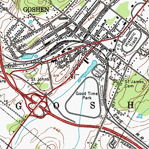 Topographic Map of Goshen Emergency Hospital (historical), NY