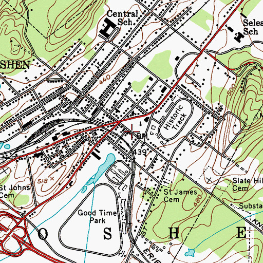 Topographic Map of Goshen Theatre (historical), NY