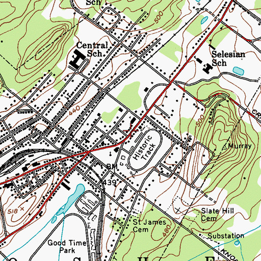 Topographic Map of Goshen Library, NY