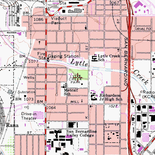 Topographic Map of Lytle Creek Park, CA