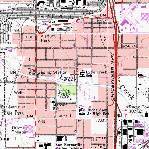 Topographic Map of Lytle Creek Elementary School, CA