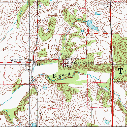 Topographic Map of Simpson Chapel Cemetery, IN