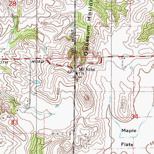 Topographic Map of Mount Nebo Church Cemetery, IN