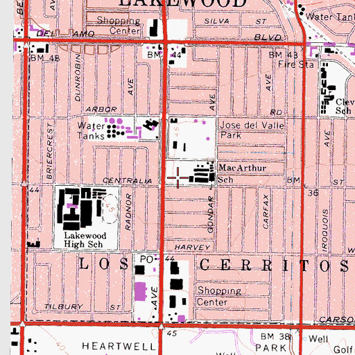 Topographic Map of Douglas MacArthur Elementary School, CA