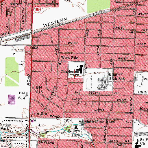 Topographic Map of Frank Jacinto Elementary School, OH