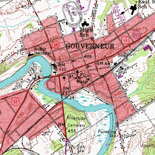 Topographic Map of First Methodist Church, NY