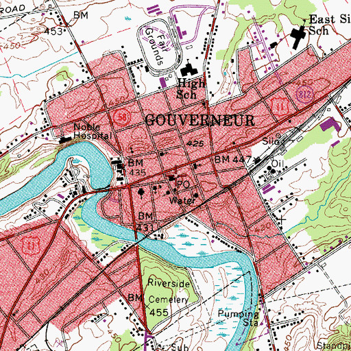 Topographic Map of Gouverneur Grammar School (historical), NY