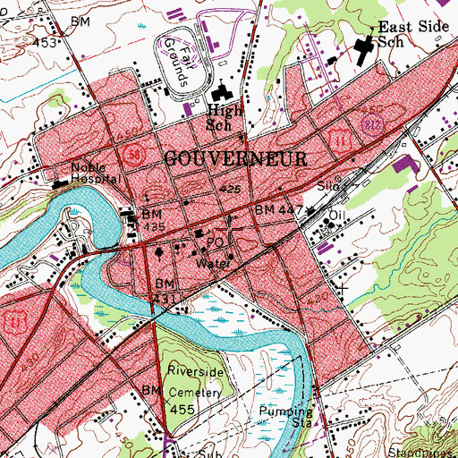 Topographic Map of Saint James Parochial School, NY