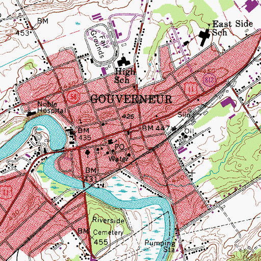Topographic Map of Saint James Roman Catholic Church, NY