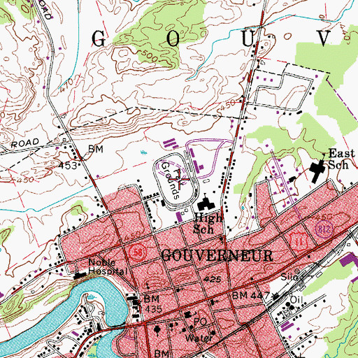 Topographic Map of Gouverneur Fair Grounds, NY