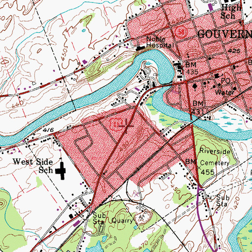 Topographic Map of Gouverneur Seventh Day Adventist Church, NY