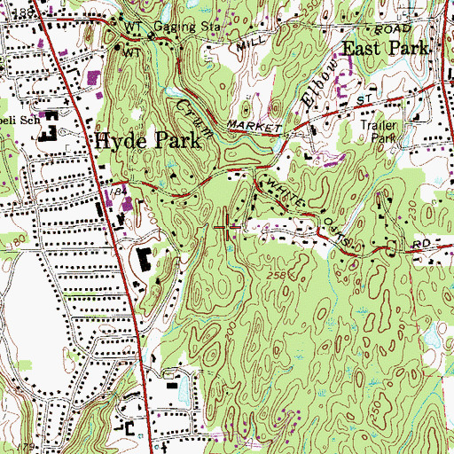Topographic Map of Pine Woods Park, NY