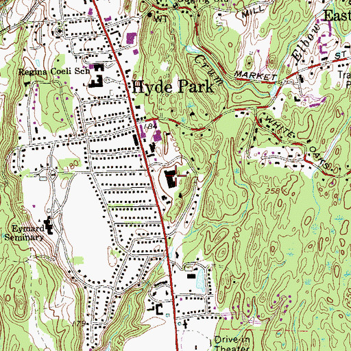 Topographic Map of Hyde Park Plaza Shopping Center, NY