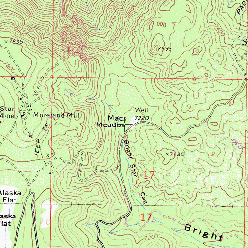 Topographic Map of Mack Meadow, CA