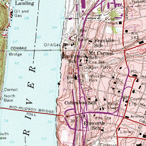 Topographic Map of Poughkeepsie Station, NY