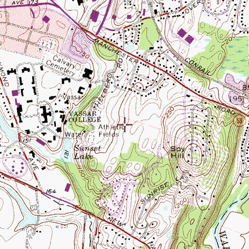 Topographic Map of Vassar Golf Course, NY