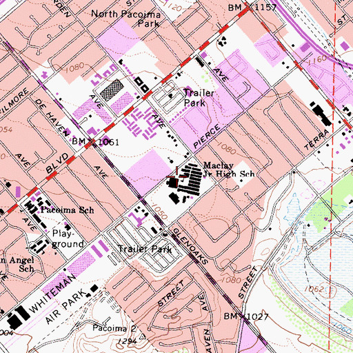 Topographic Map of Maclay Middle School, CA