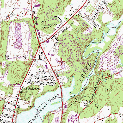 Topographic Map of Nine Mall Shopping Center, NY