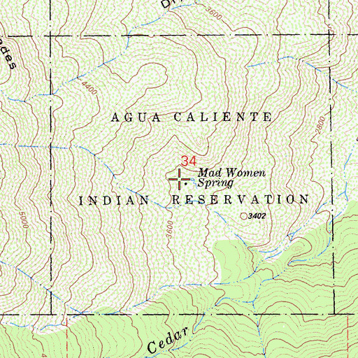 Topographic Map of Mad Woman Spring, CA