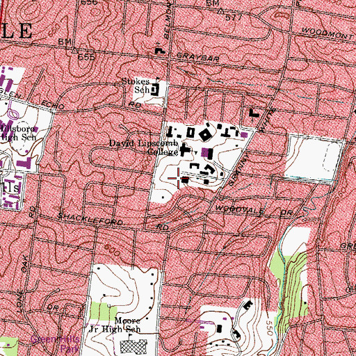 Topographic Map of McQuiddy Gymnasium and Student Activities Center, TN