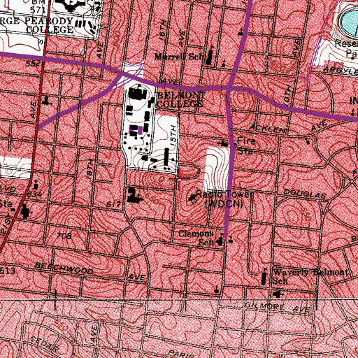 Topographic Map of Nashville Mayors Office of Emergency Management Library, TN