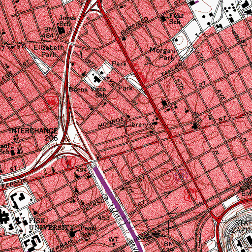 Topographic Map of North Branch Nashville Public Library, TN