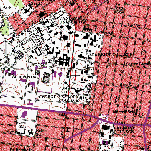 Topographic Map of Peabody Administration Building, TN