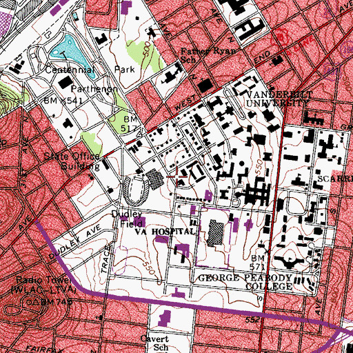 Topographic Map of Schulman Center for Jewish Life, TN