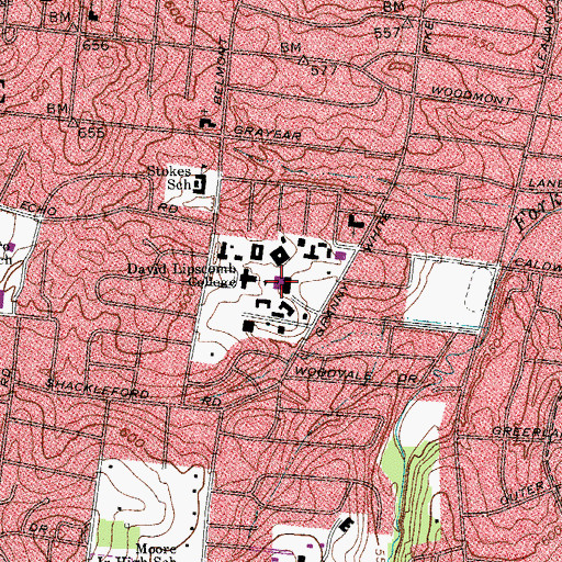 Topographic Map of Shamblin Theatre, TN