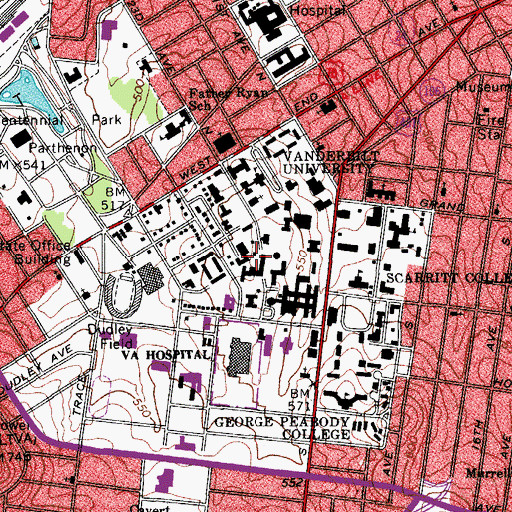 Topographic Map of Vaughn Home, TN