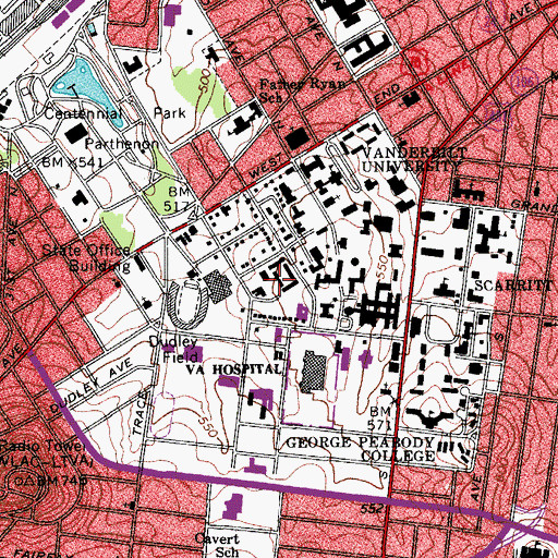 Topographic Map of Vaughn House, TN