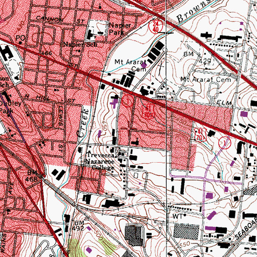 Topographic Map of Waggoner Library, TN