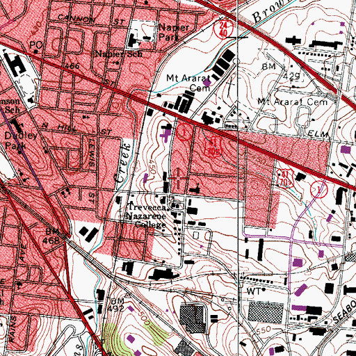 Topographic Map of Wakefield Fine Arts Building, TN