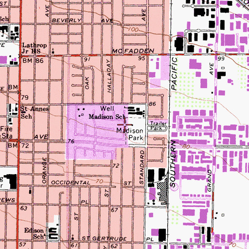 Topographic Map of Madison Park, CA